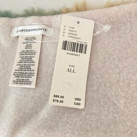 NWT Anthropologie Tie Dye Faux Fur Collar Scarf - Picture 6 of 8